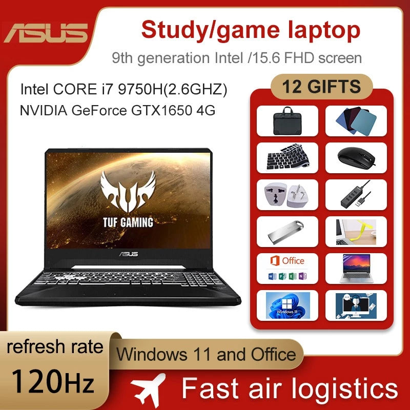 Asus notebook Gaming laptop TUF/9th I5-9300H/I7-9750H /Ryzen7 GTX1650-1660ti120Hz RGB keyboard