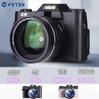 VETEK3 PRO 6K Digital Camera For Photography & Vlogging, 64MP Auto Focus Webcam for Live Streaming
