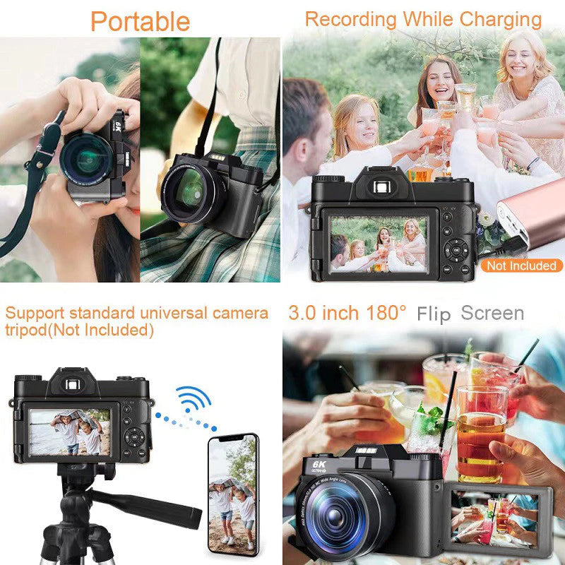 VETEK3 PRO 6K Digital Camera For Photography & Vlogging, 64MP Auto Focus Webcam for Live Streaming