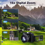 VETEK3 PRO 6K Digital Camera For Photography & Vlogging, 64MP Auto Focus Webcam for Live Streaming
